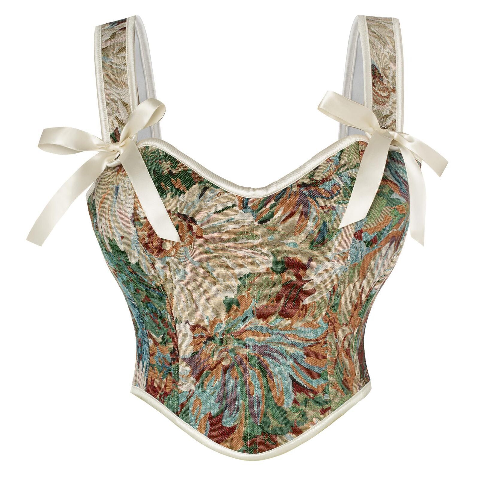 8917 Renaissance Corset Tops Lace Up Bodyshaper Bustier Shapewear Top Green